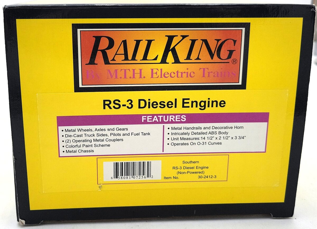 MTH 30-2412-1 O Gauge Southern RS-3 Diesel Engine #2026 w/ Proto-Sound 2.0 LN/Box