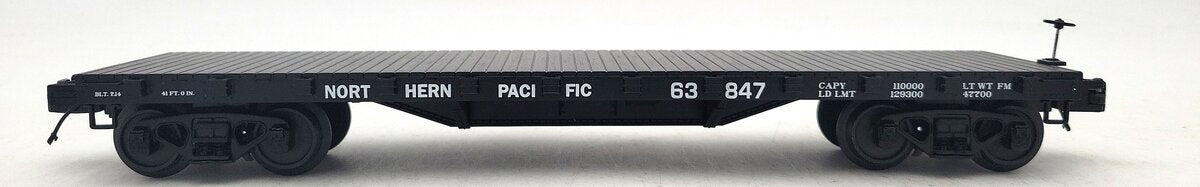 MTH 20-98597 O Gauge Northern Pacific 50-Ton 41' Wood Flat Car #63847 LN/Box