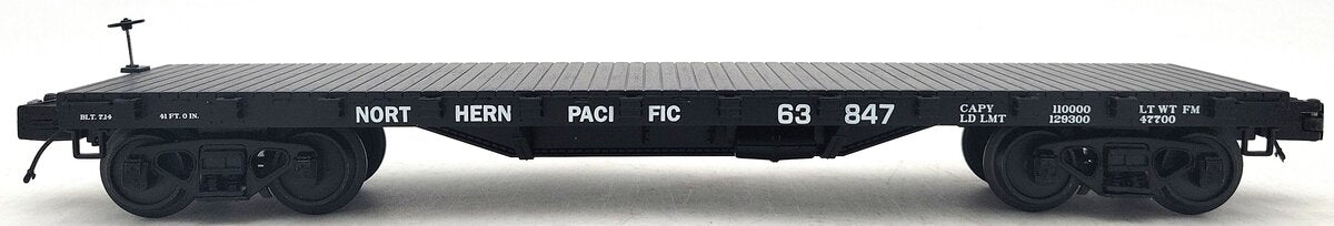 MTH 20-98597 O Gauge Northern Pacific 50-Ton 41' Wood Flat Car #63847 LN/Box