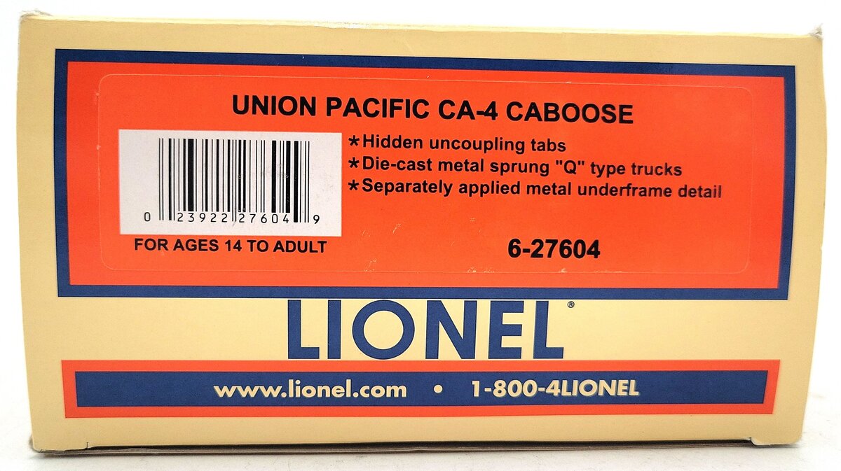 Lionel 6-27604 O Gauge Union Pacific CA-4 Illuminated Caboose with Smoke #3881 LN/Box