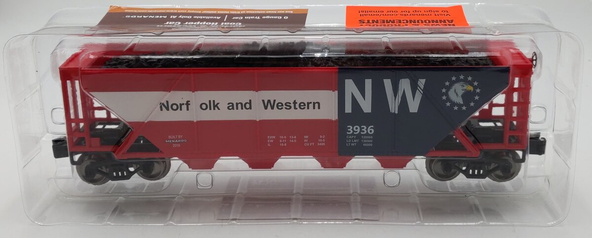 Menards 279-5283 O Norfolk & Western Coal Hopper Car #3936 NIB