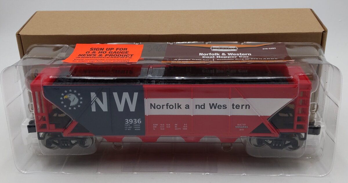 Menards 279-5283 O Norfolk & Western Coal Hopper Car #3936 NIB