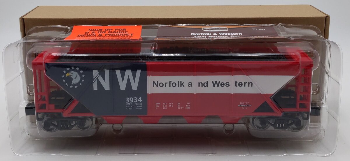 Menards 279-5283 O Norfolk & Western Coal Hopper Car #3934 NIB