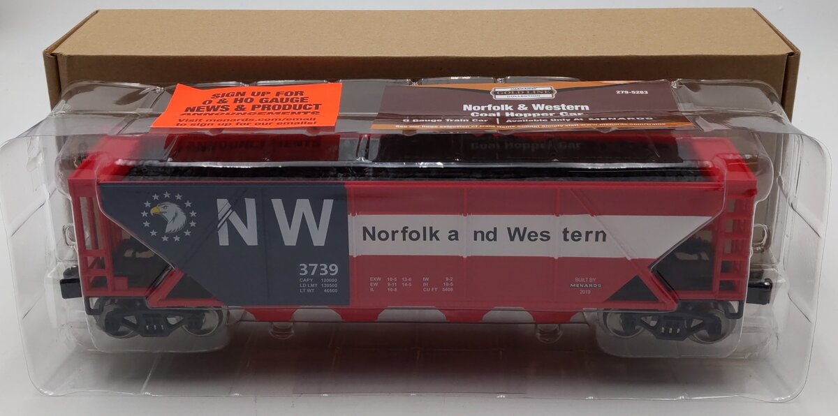 Menards 279-5283 O Norfolk & Western Coal Hopper Car #3739 NIB