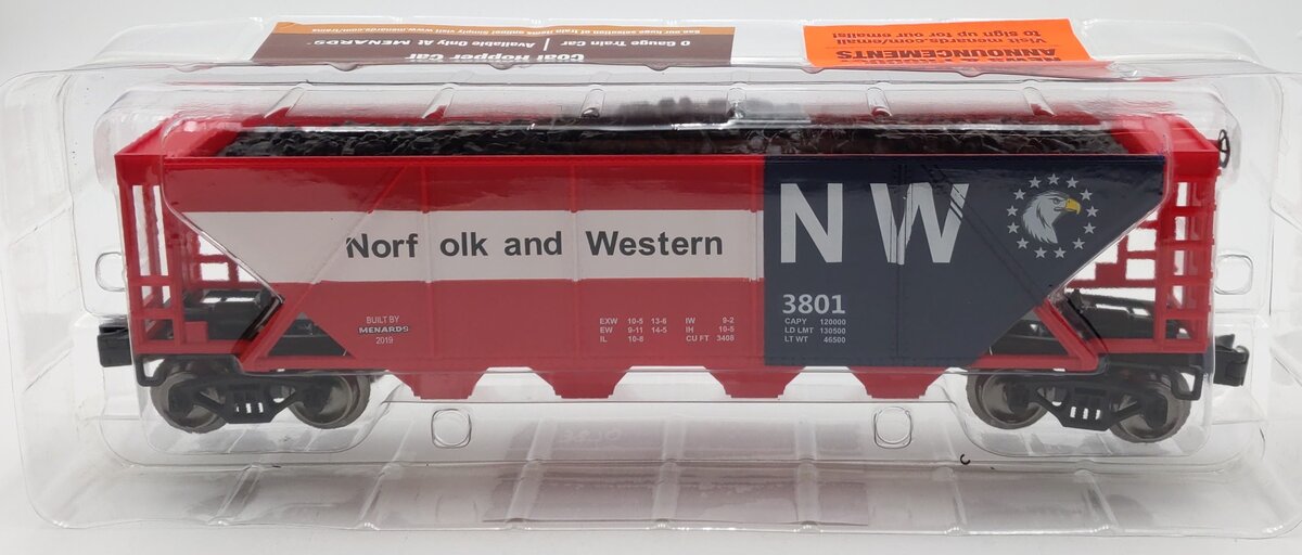 Menards 279-5283 O Norfolk & Western Coal Hopper Car #3801 NIB