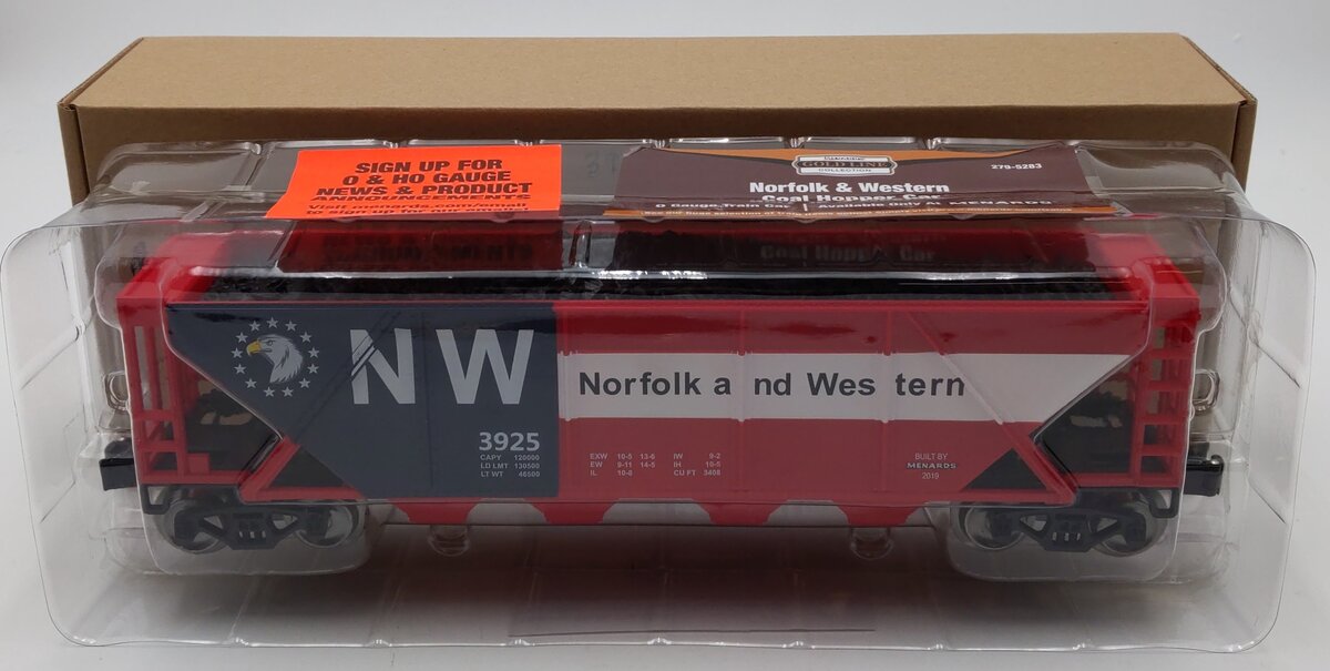 Menards 279-5283 O Norfolk & Western Coal Hopper Car #3925 NIB