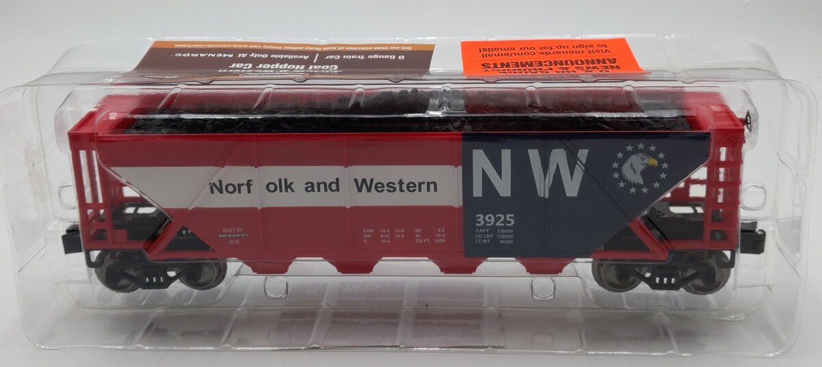 Menards 279-5283 O Norfolk & Western Coal Hopper Car #3925 NIB