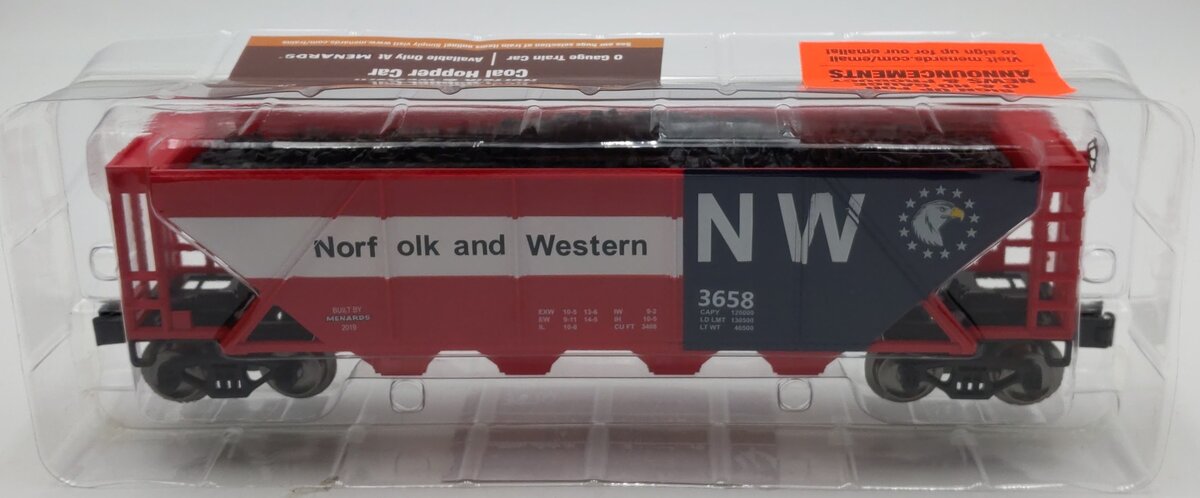 Menards 279-5283 O Norfolk & Western Coal Hopper Car #3658 NIB