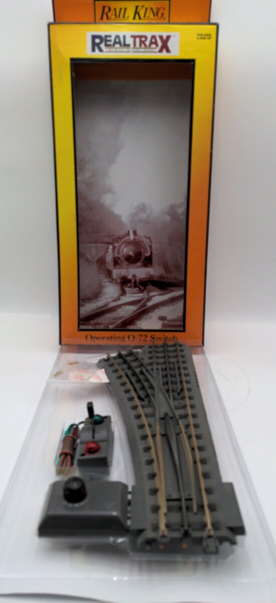 MTH 40-1020 O72 RealTrax Nickel Silver Right Hand Remote Switch Turnout  EX/Box