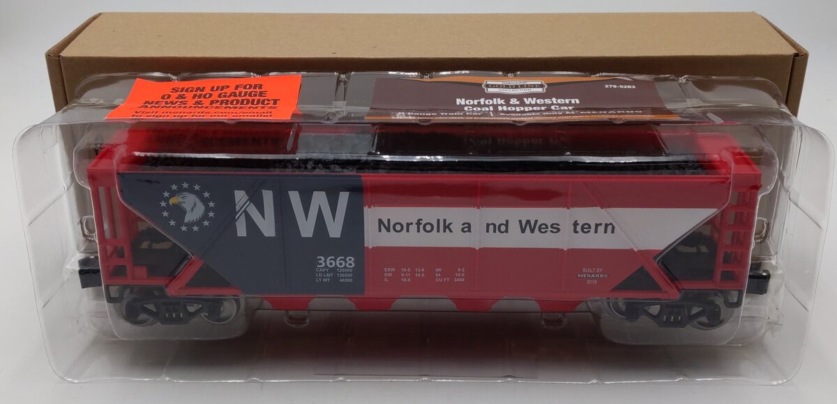 Menards 279-5283 O Norfolk & Western Coal Hopper Car #3668 NIB