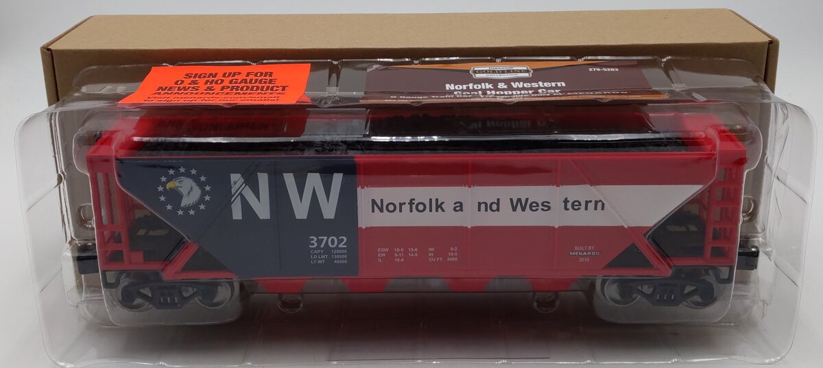 Menards 279-5283 O Norfolk & Western Coal Hopper Car #3702 NIB