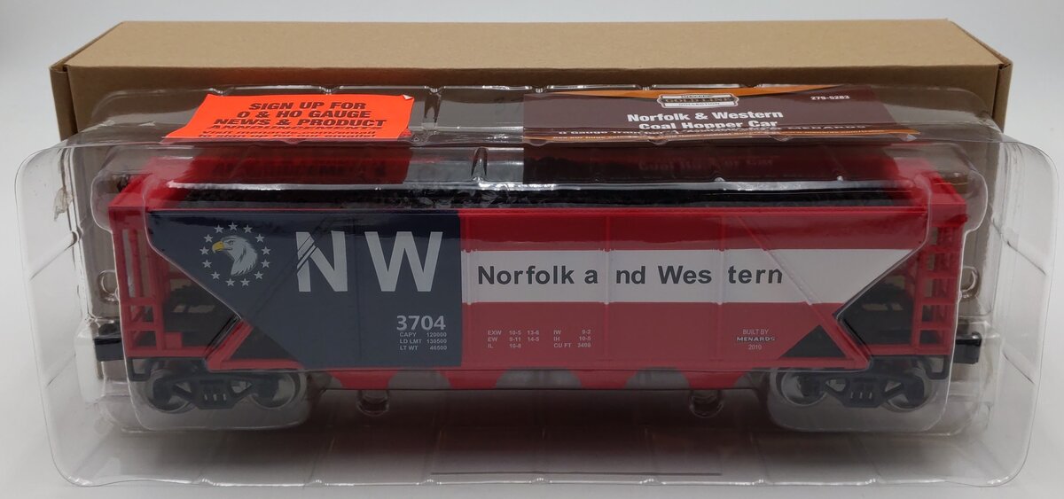 Menards 279-5283 O Norfolk & Western Coal Hopper Car #3704 NIB