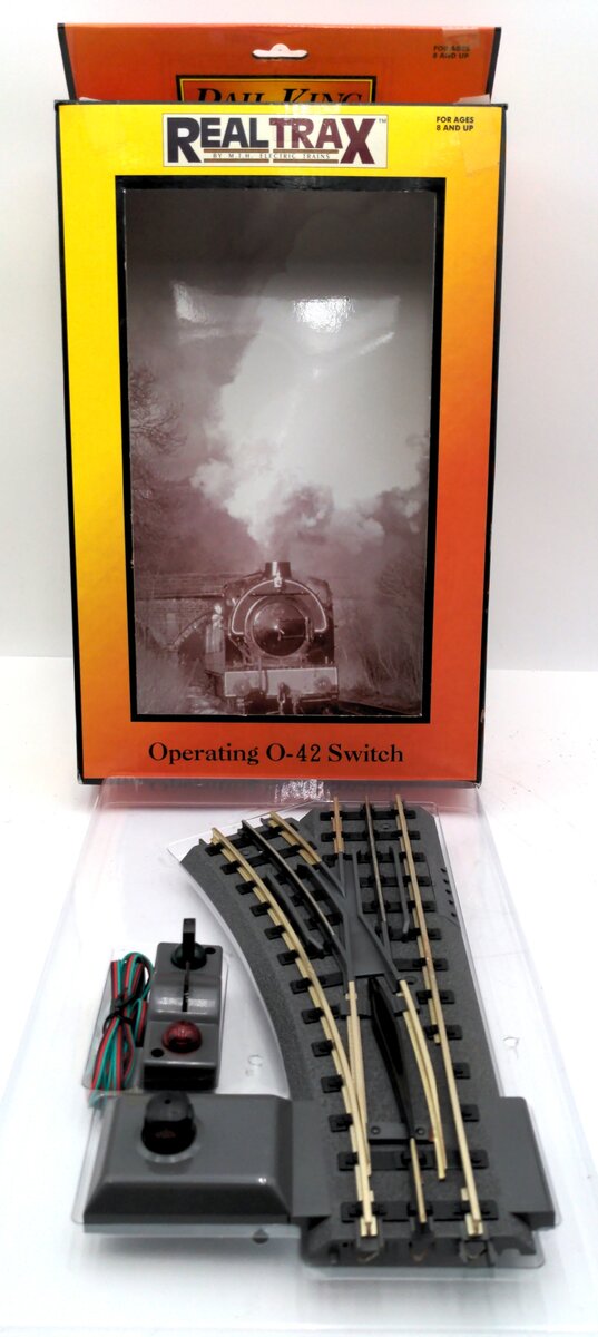 MTH 40-1044 O42 RealTrax Nickel Silver Left Hand Remote Switch Turnout EX/Box
