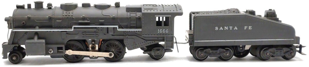Marx 1666 Vintage O 2-4-2 Santa Fe Steam Locomotive & Tender VG