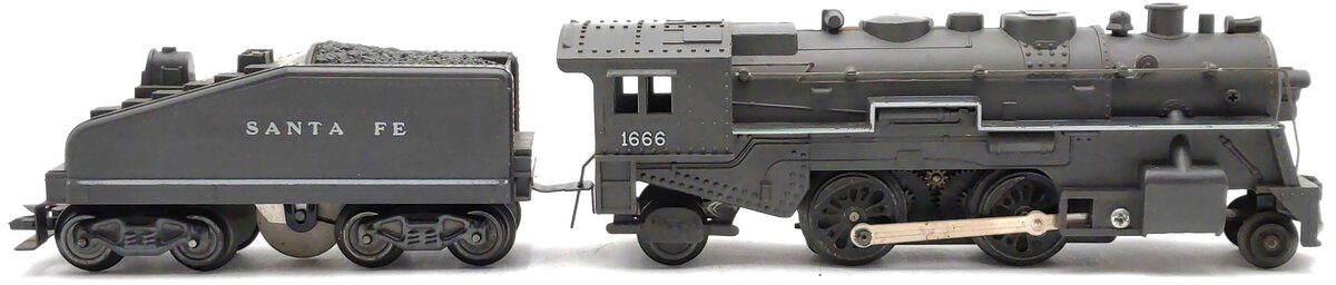 Marx 1666 Vintage O 2-4-2 Santa Fe Steam Locomotive & Tender VG