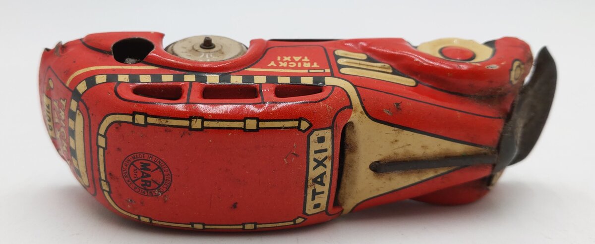 Marx 1930'S Red Tricky Taxi Windup Up Car w/o Key VG