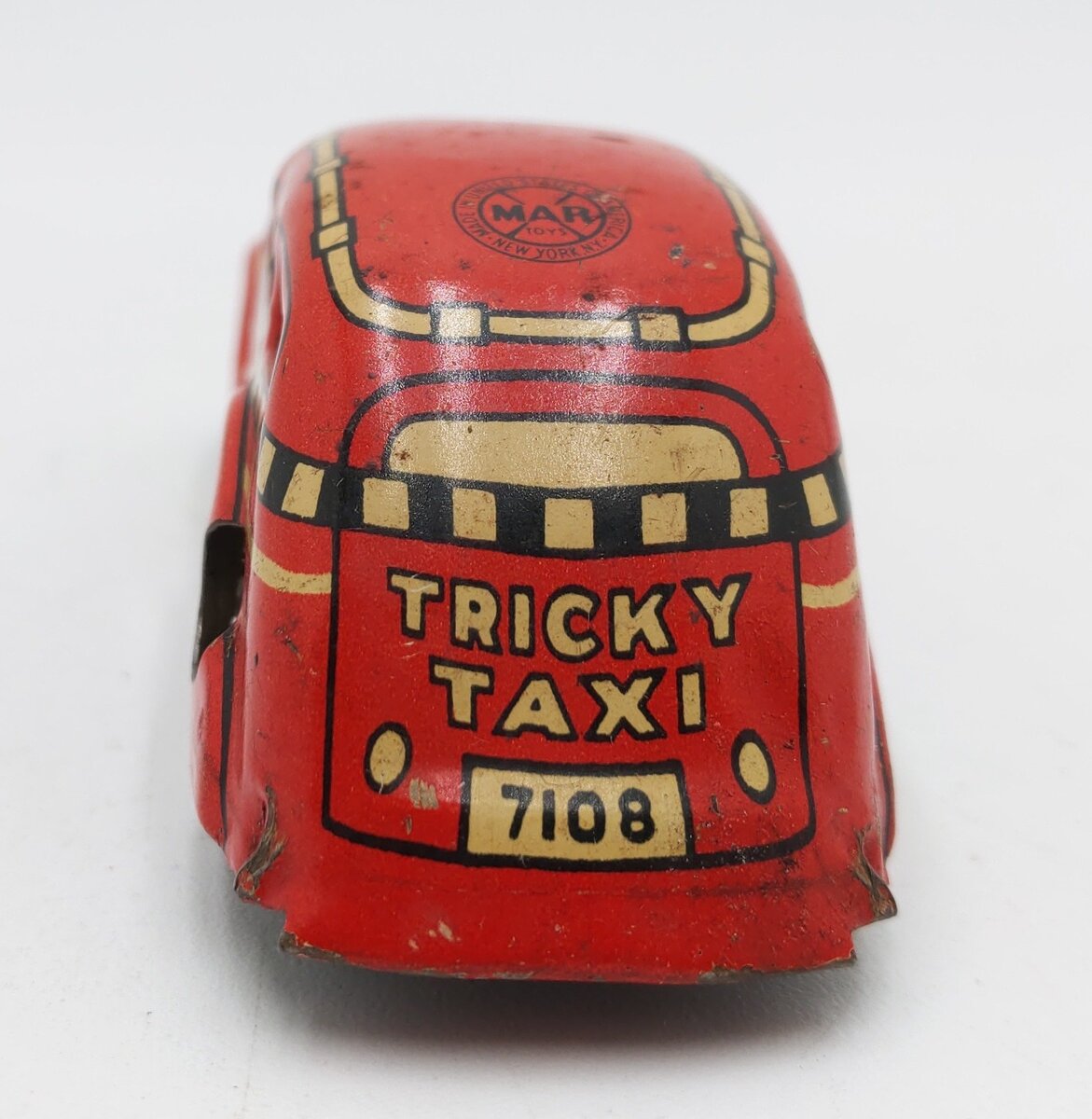 Marx 1930'S Red Tricky Taxi Windup Up Car w/o Key VG