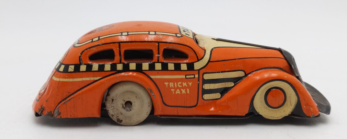 Marx 1930 Orange Tricky Taxi Windup Up Car w/o Key VG