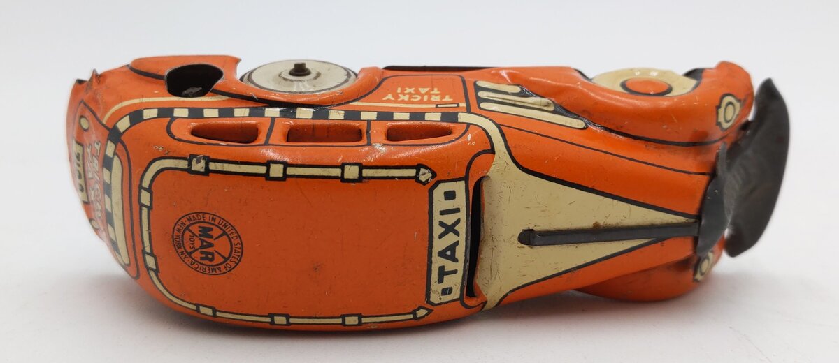 Marx 1930 Orange Tricky Taxi Windup Up Car w/o Key VG