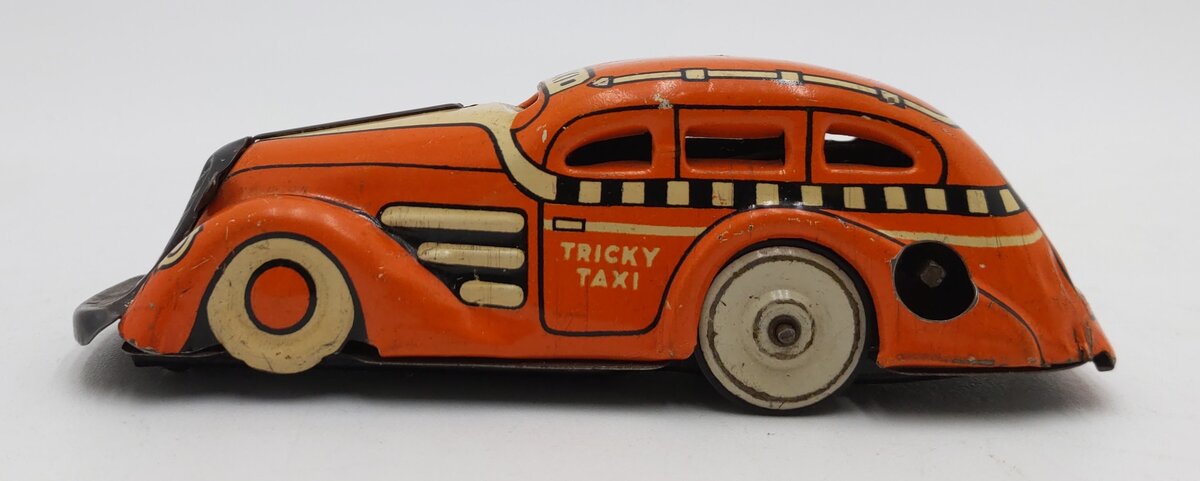 Marx 1930 Orange Tricky Taxi Windup Up Car w/o Key VG