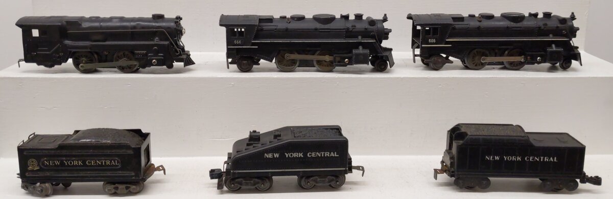 Marx O Gauge Prewar NYC Steam Locomotives And Tenders #666,666,595 [6] VG
