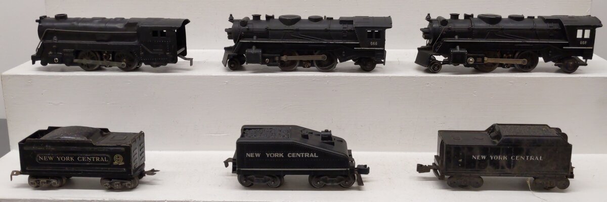 Marx O Gauge Prewar NYC Steam Locomotives And Tenders #666,666,595 [6] VG