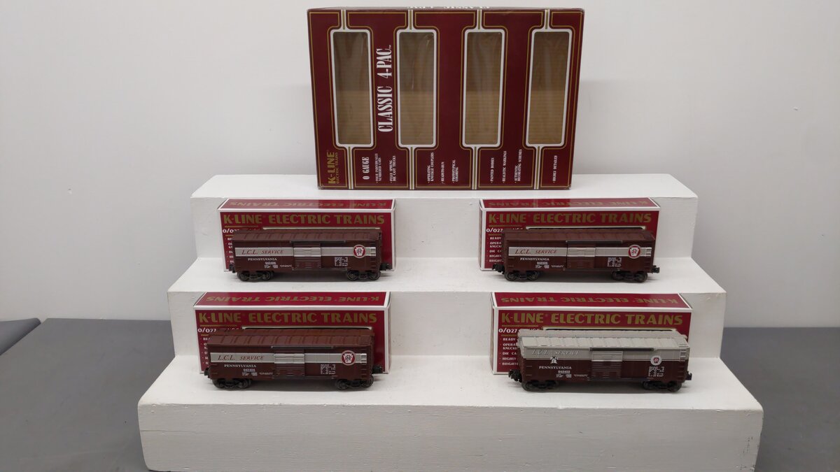 K-Line K-6434A O Gauge Pennsylvania Classic Boxcar 4-Pac EX/Box