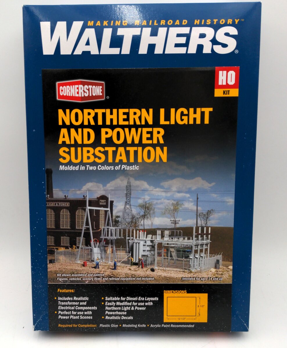 Walthers 933-3025 HO Scale CornerStone Northern Light & Power Substation Kit LN/Box