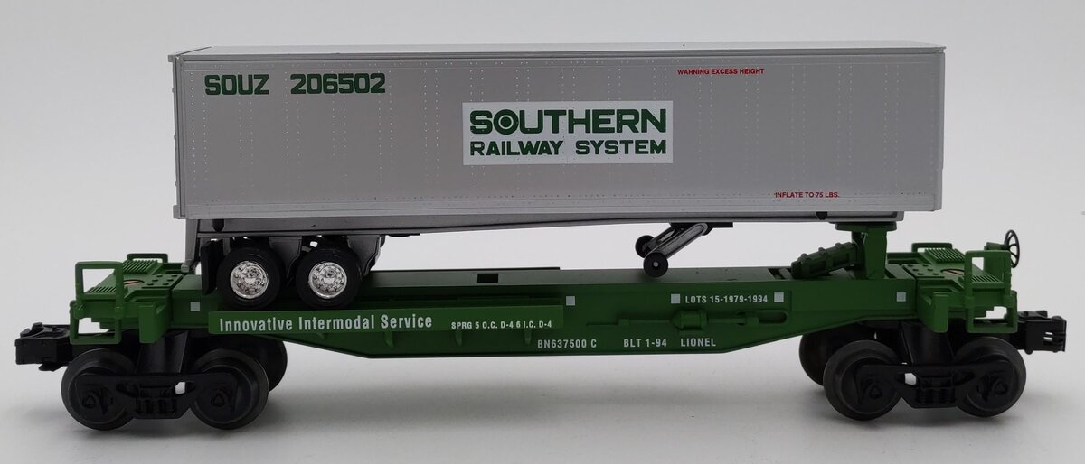 Lionel 6-52042 O BN TTUX Flatcar with Trailer (One Flatcar & Trailer) #637500 EX