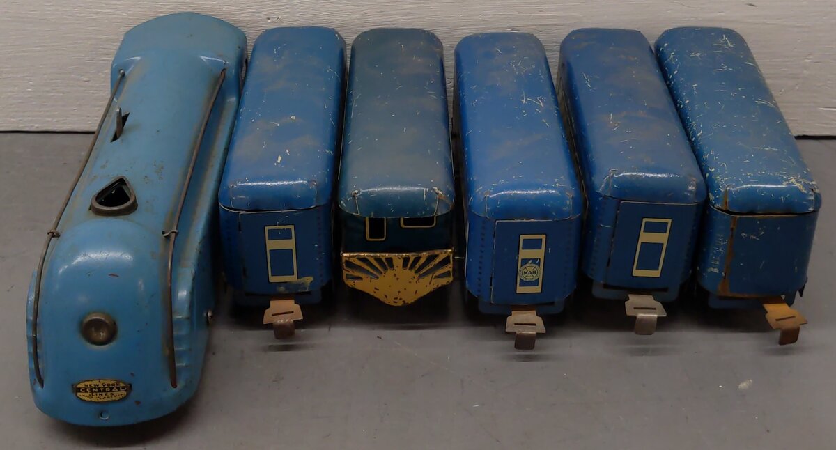 Marx O Gauge Vintage Pre-War The Blue Mercury Passenger Set VG