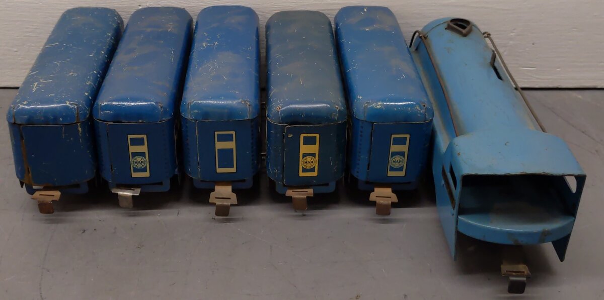 Marx O Gauge Vintage Pre-War The Blue Mercury Passenger Set VG
