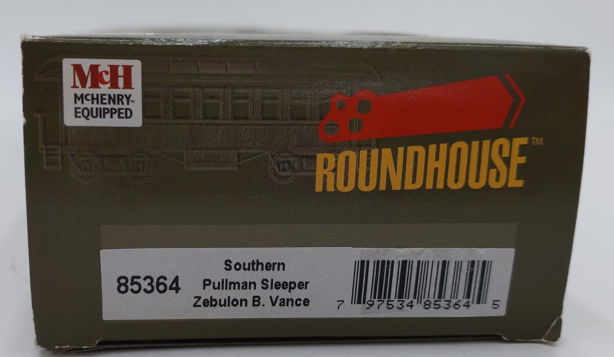 Roundhouse 85364 HO Scale Southern "Zebulon B. Vance" Pullman Sleeper LN/Box