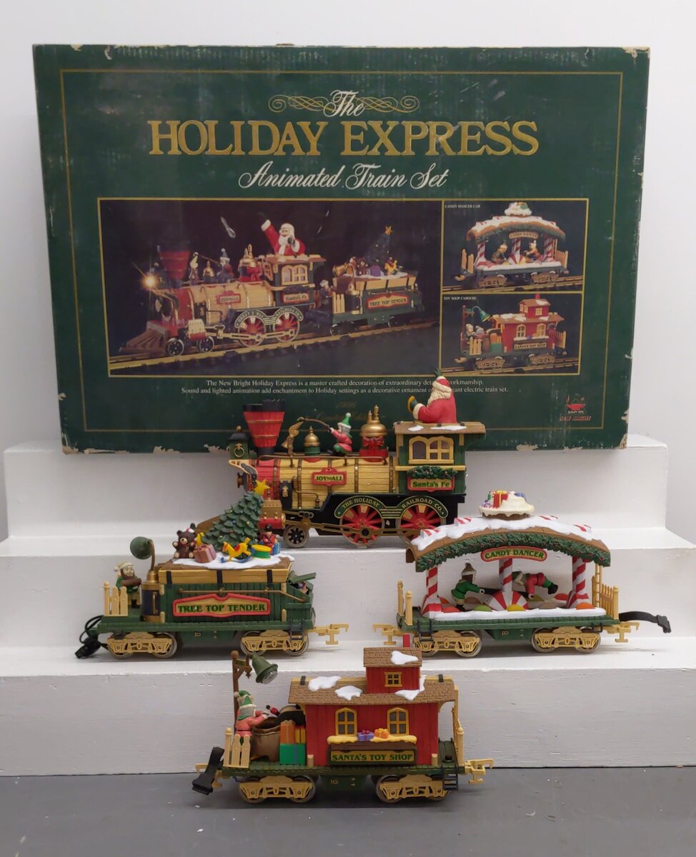 New Bright 380 G Scale Holiday Express Animated Steam Train Set LN/Box