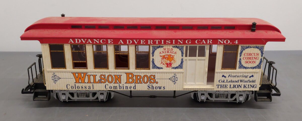 LGB 3181-DG Wilson Bros. Circus Advertising  Passenger Car #4 (Metal Wheels) EX