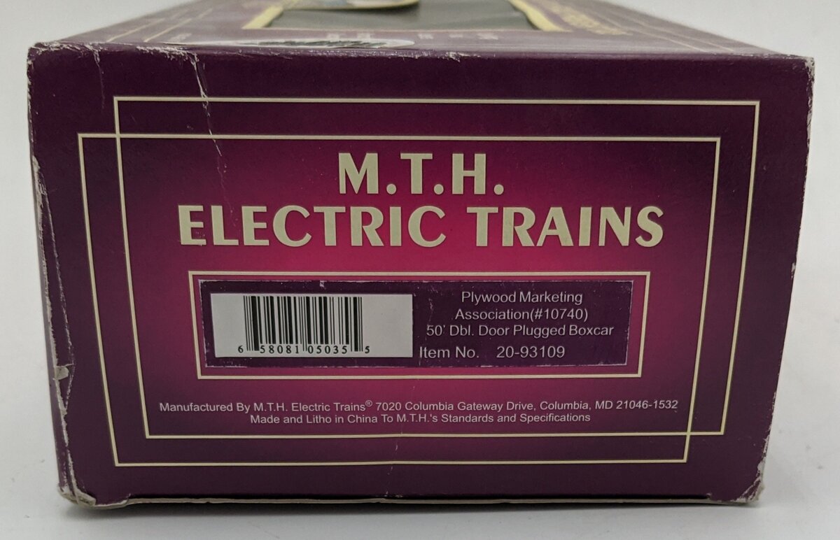 MTH 20-93109 Plywood 50‘ Double Door Plugged Boxcar #10740 LN/Box