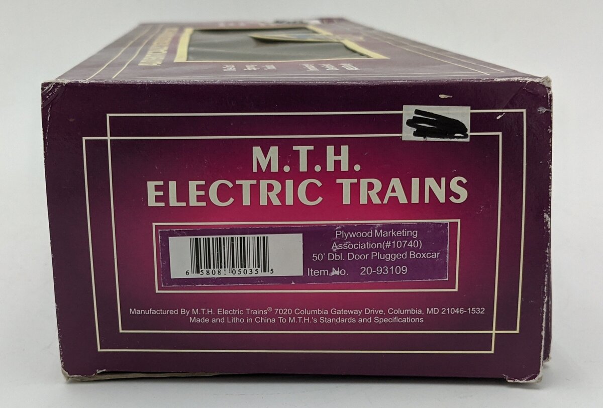 MTH 20-93109 Plywood 50‘ Double Door Plugged Boxcar #10740 LN/Box