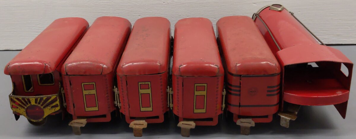 Marx 635 Vintage O Gauge Red NYC 'The Mercury' Steam Locomotive Passenger Set VG