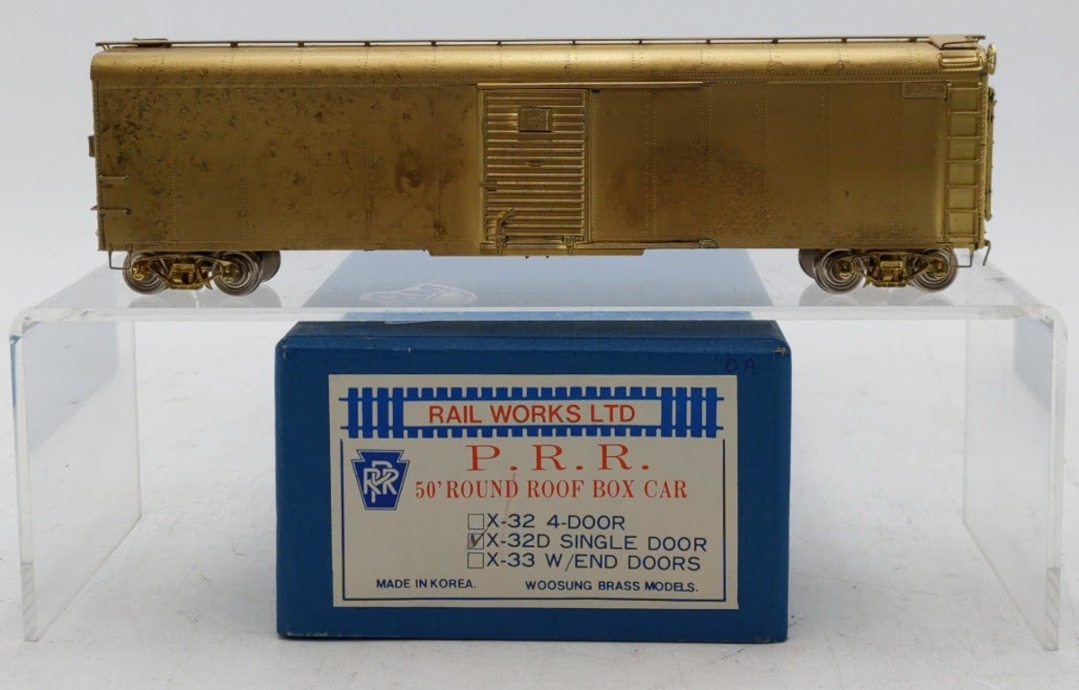 Railworks X-32D HO BRASS PRR 50' Round Roof Boxcar w/ Single Door-Unpainted EX/Box