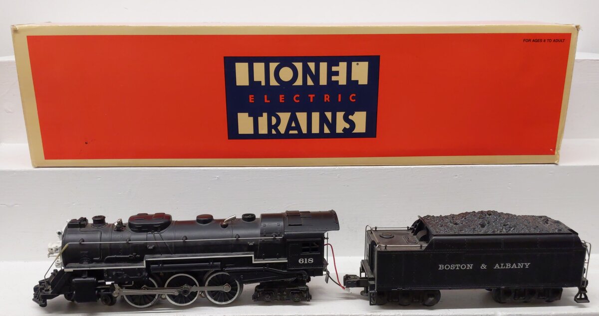 Lionel 6-18042 O Gauge B&A Hudson 4-6-4 Steam Locomotive & Tender #618 w/RS II EX/Box