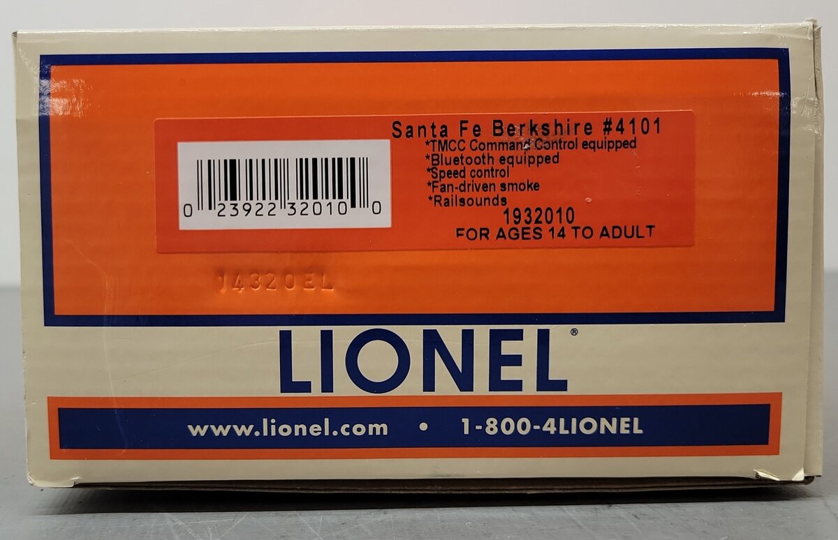 Lionel 1932010 O Santa Fe LionChief Plus 2.0 Berkshire Steam Locomotive #4101 EX/Box