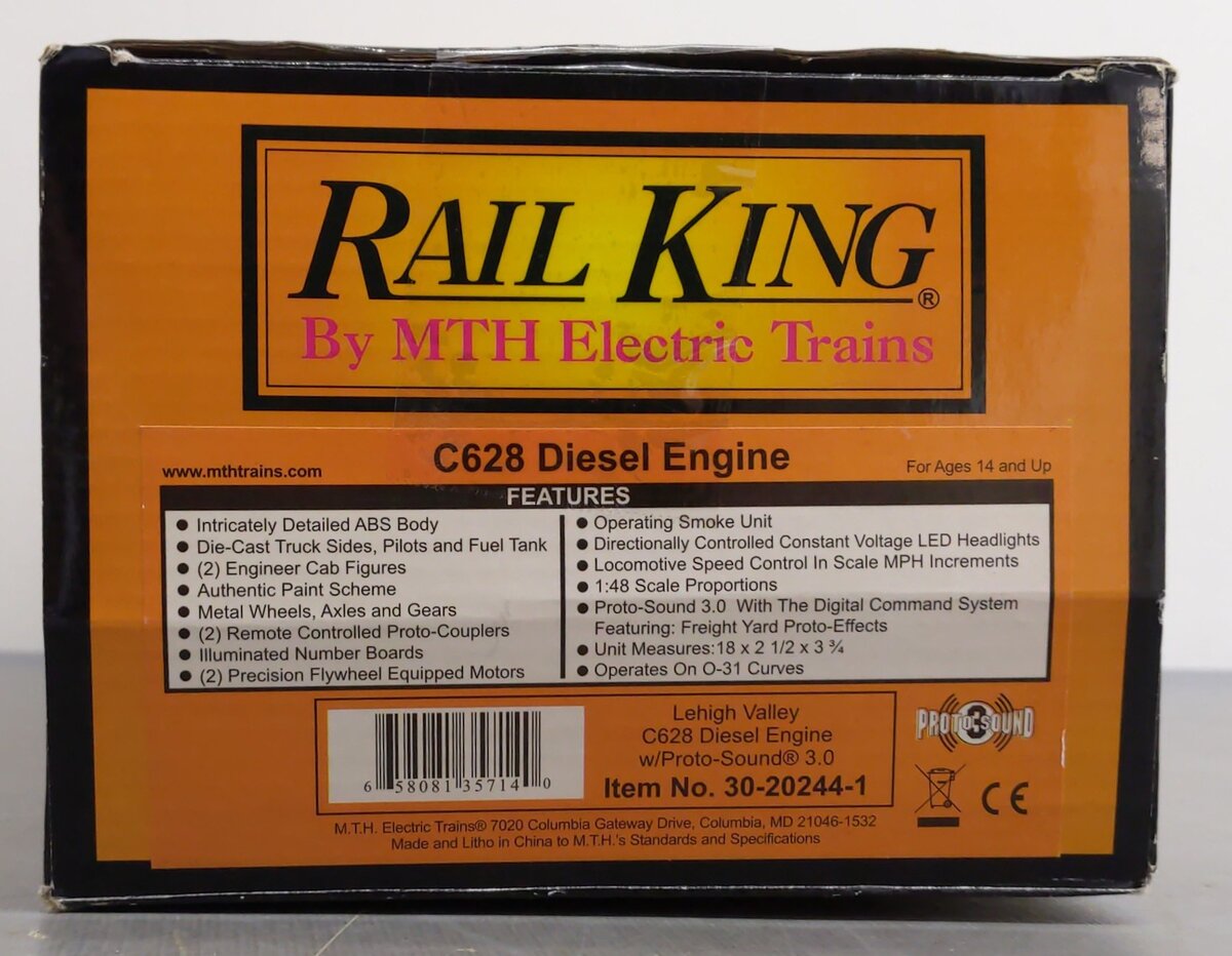 MTH 30-20244-1 Lehigh Valley C628 Diesel Engine w/Proto-Sound 3.0 #629 EX/Box