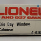 Lionel 6-9184 O Gauge Erie Bay Window Illuminated Caboose #9184 EX/Box