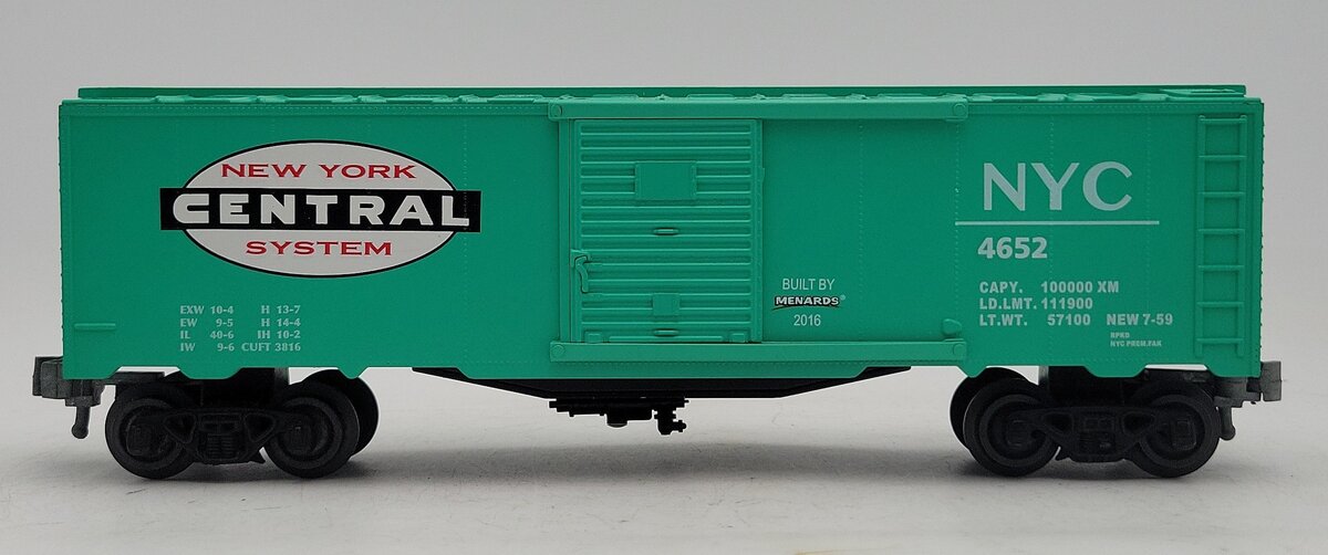 Menards O Gauge New York Central Box Car #4652 EX