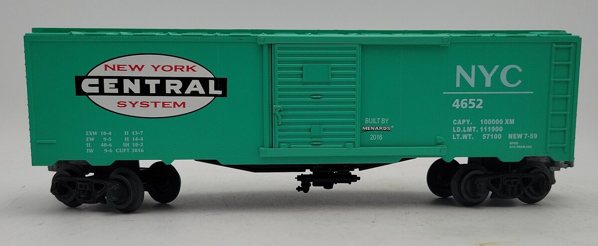 Menards O Gauge New York Central Box Car #4652 EX