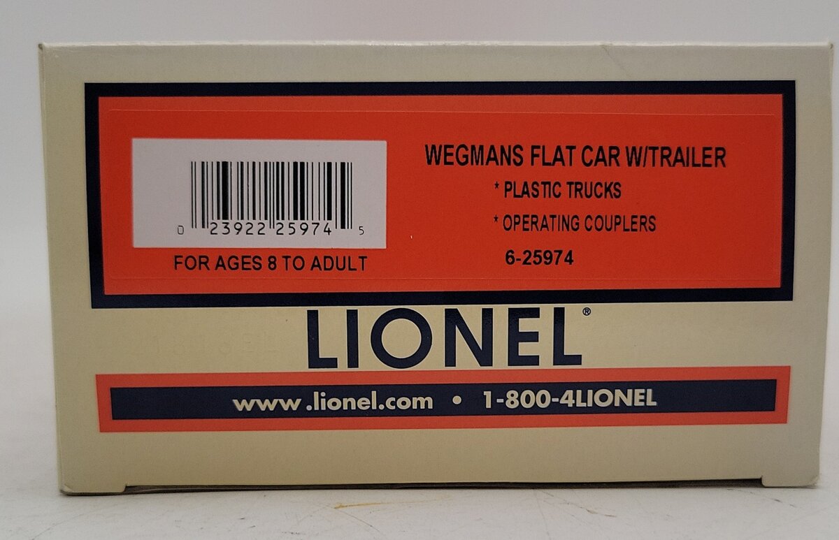 Lionel 6-25974 O Gauge Wegmans Flat Car with Trailer LN/Box