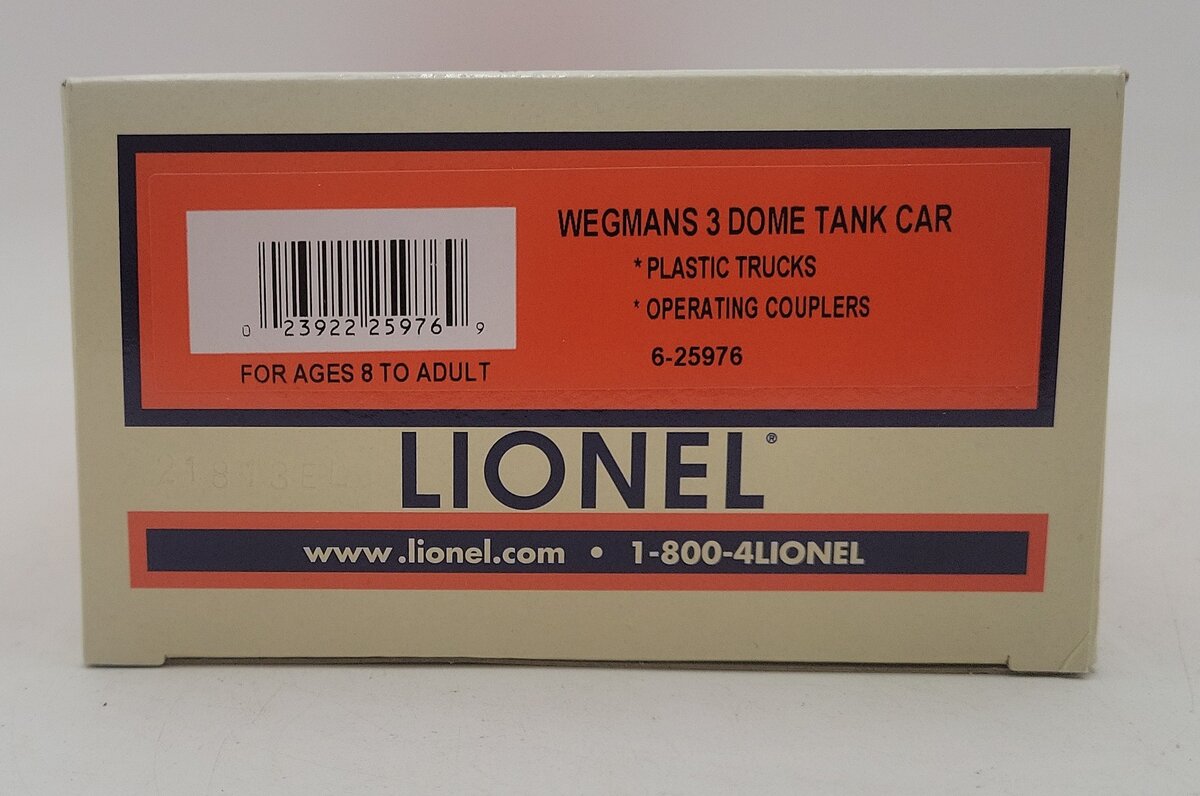 Lionel 6-25976 O Gauge Wegmans 3-Dome Tank Car #25976 EX/Box