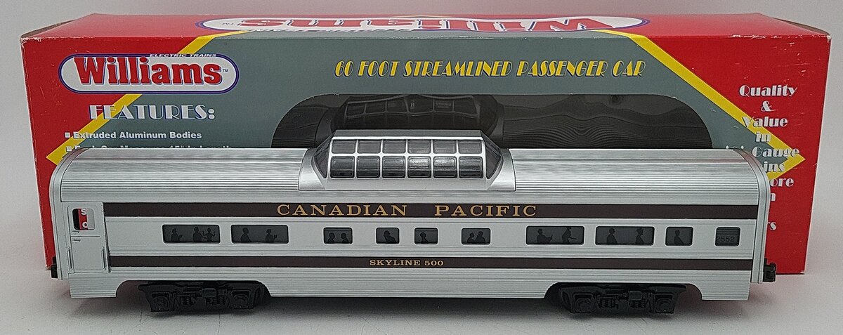 Williams O Gauge Canadian Pacific Aluminum Skyline 500 Vista Dome Car #2552 EX/Box