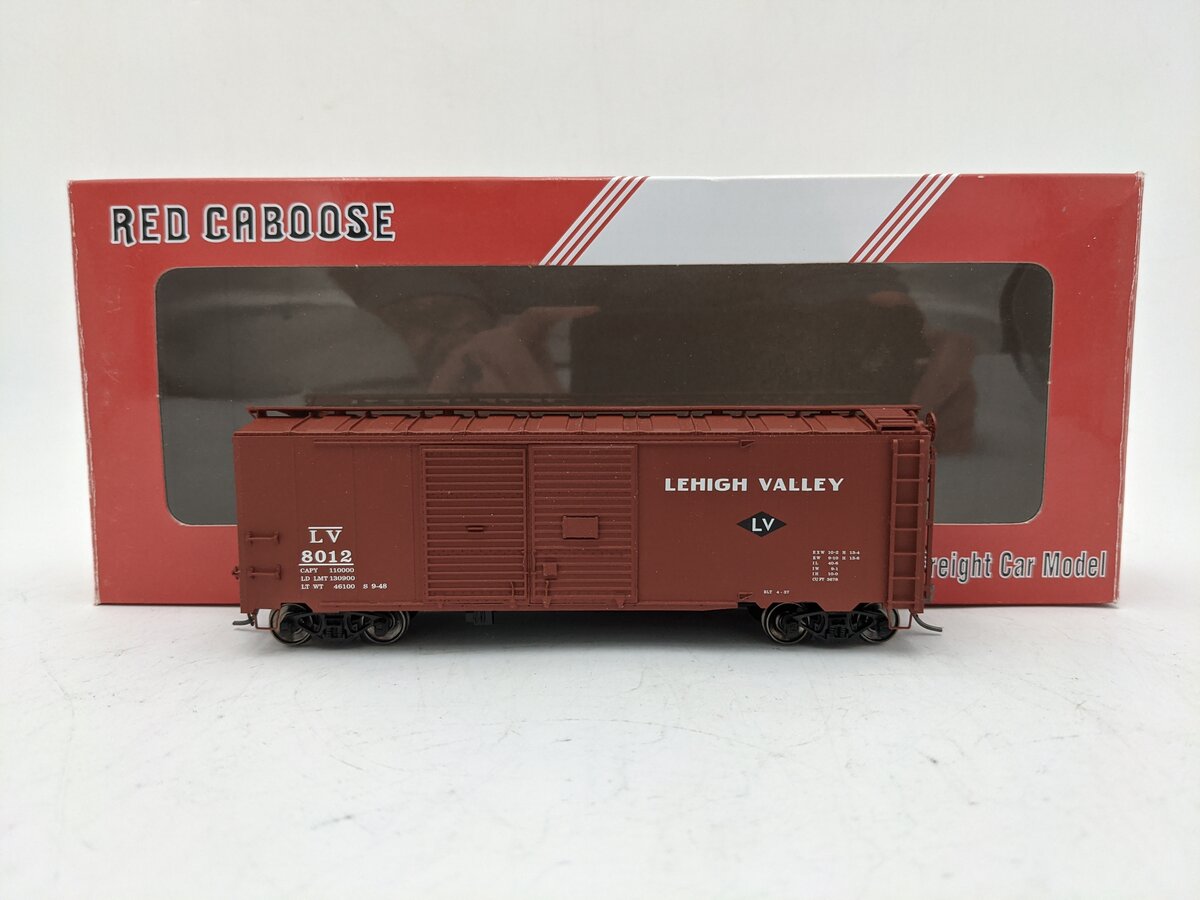 Red Caboose 38521-28 HO Scale Lehigh Valley #8012 Double Door Boxcar EX/Box