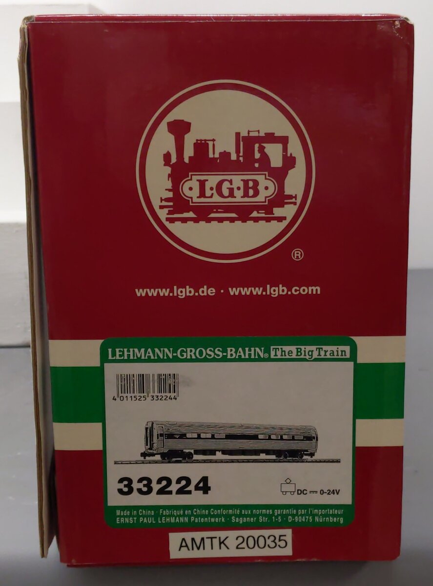 LGB 33224 G Scale Amtrak Amfleet Phase V Cafe Car #20035 (Metal Wheel) EX/Box
