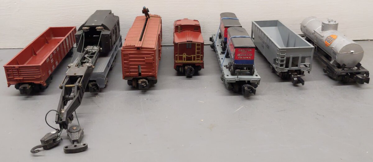 American Flyer S Gauge Vintage Freight Cars #24110,5016,640,930,970,944 [7] VG